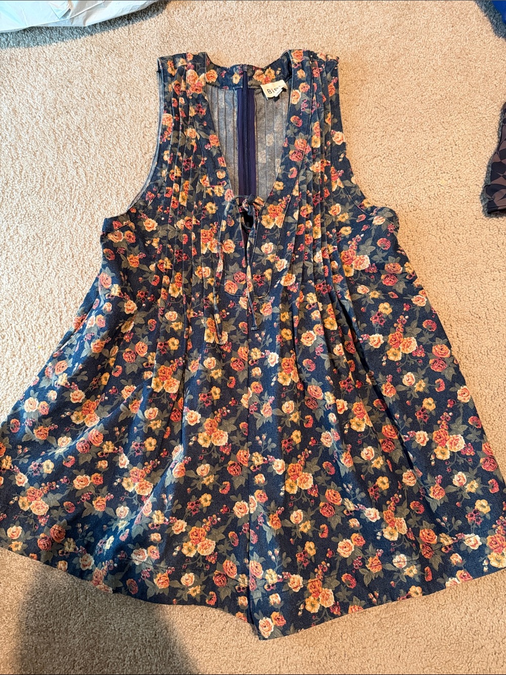 Garden Party Floral Denim Romper